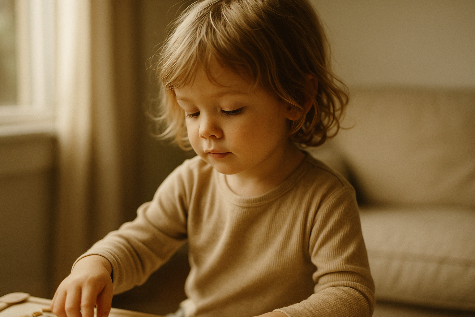 A child at ease in soft natural light